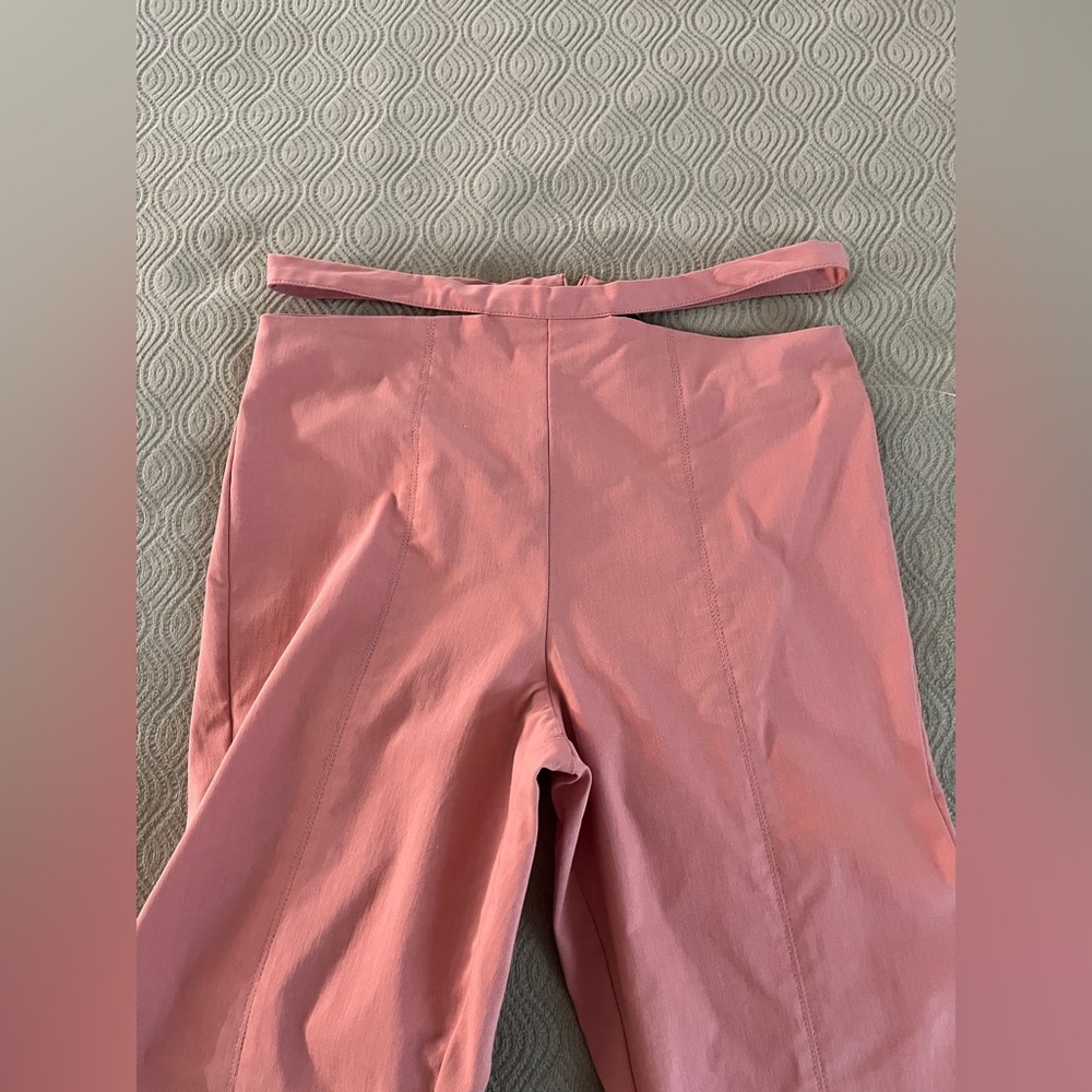ASOS flare pants with waist detail in pink size 8